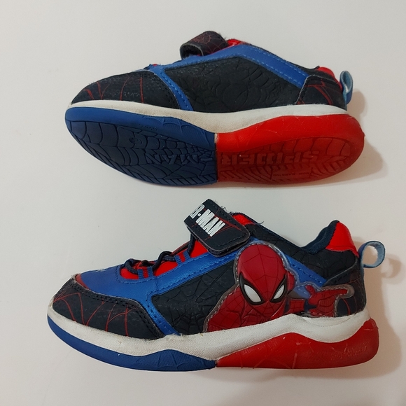 Spiderman Kids Hook & Loop Velcro Closure Sneaker Tennis Shoe Size 10 Red/Blue - Picture 2 of 7